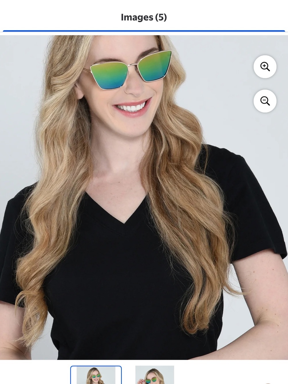 Foster Grant Cat-Eye Sunglasses with Green-Blue Mirrored Lenses